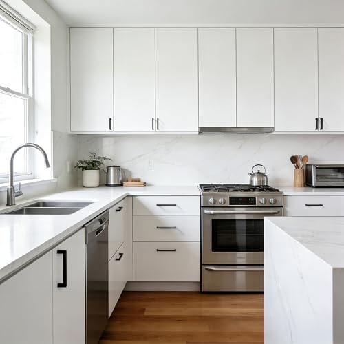 Goldenwarm 5 Inch 10 Pack Black Cabinet Handles Kitchen Drawer Pulls - color: Black, size: 5'' Hole Center