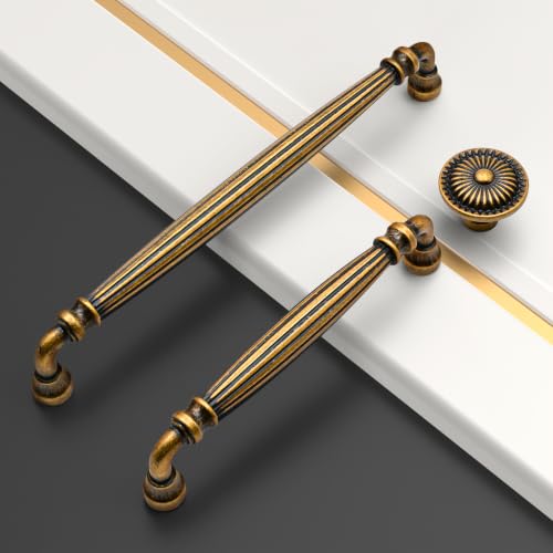 Asidrama 10 Pack 7.5 inch Brushed Antique Brass Kitchen Cabinet Handles - color: Brushed Antique Brass, size: 7.5" Hole Center(192mm)