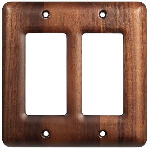 Two Light Switch Cover Plate Solid Walnut Decorative 2-Gang Light Switch Cover, Premium Wooden Wall Plate - color: Walnut wood, size: Double Toggle