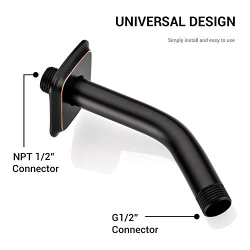 Angled Shower Arm with Flange, 6-Inch Stainless Steel Replacement Extension Tube for Top Shower Head, Wall Mounted, Oil Rubbed Bronze - color: Oil Rubbed Bronze
