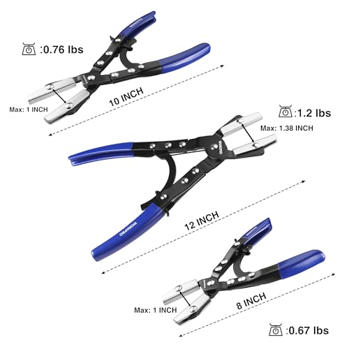 WORKPRO 3-Piece Ratcheting Hose Pinch Off Pliers Set with Storage Bag - color: Blue