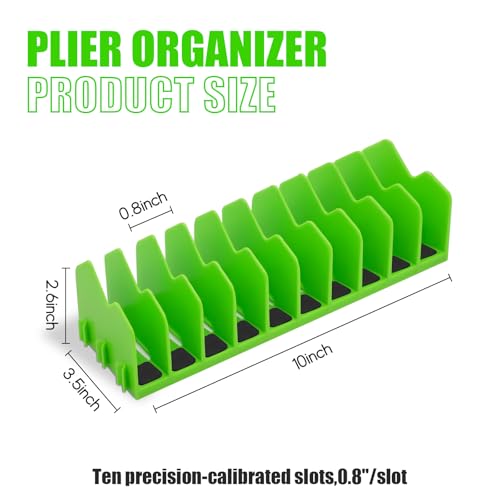Pliers Organizer, 2-Pack 20-Slot Expandable Tool Rack, Green - color: Green, size: 2Pack