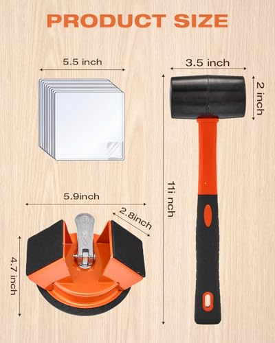 Saker Floor Gap Fixer Kit Suction Cup Tool with Mallet & 10 Washable Pads
