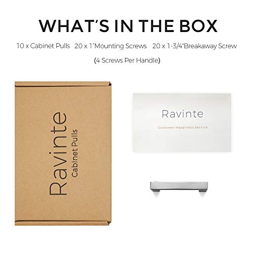 Ravinte Brushed Nickel Square Cabinet Handles & Pulls 3 Inch 10 Pack - size: 3-1/2 in (3 in Hole Center)