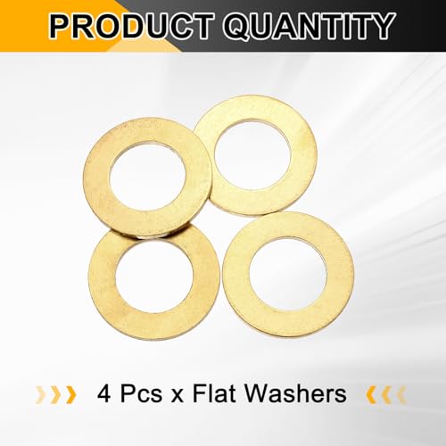 PATIKIL M20x36x2mm Flat Washers, 4PCS Brass Automotive Drain Plug Gaskets Flat Ring Oil Crush Washer Spacers for Faucets Garden Bolts Screws Hose, Golden - size: M20x36x2mm
