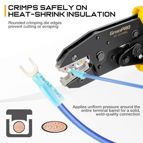 GRENPRO Crimping Tool for Heat Shrink Connectors AWG22-10 Crimping Pliers