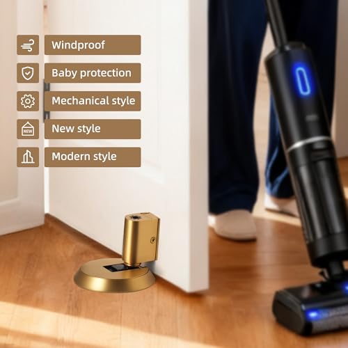 PANALI Windproof Door Stopper, Mechanical Door Stop, 1 Pack, Brushed Brass - color: Brushed Brass