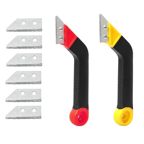 RLECS 2PCS Length 21cm Tile Cleaning Grout Removal Demolition Tool Cleaning Scraper with Replaceable Saw Blades Suitable for Bathroom Kitchen Refurbishments
