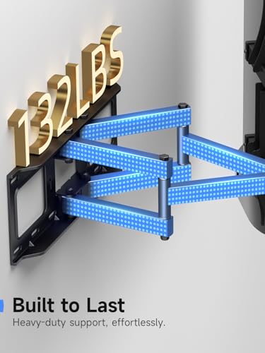 Suptek Full Motion TV Wall Mount for 42 to 86 Inch TV, Swivel and Tilt with Articulating Dual Arms, Max VESA 600X400mm, Holds up to 132lbs, Fits Max 16" Wood Studs, MA01A - size: 42-86"