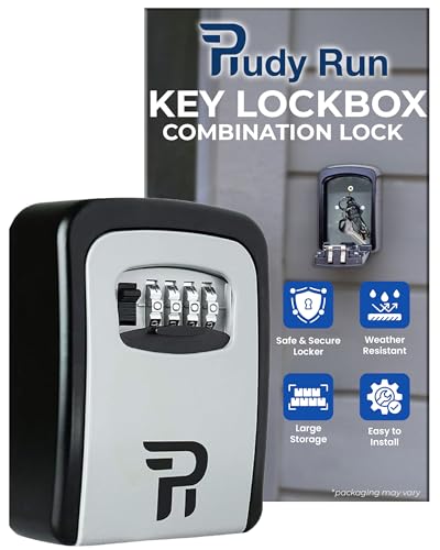 Rudy Run Key Lock Box for Outside – Large Outdoor Lockbox for Keys with Code, 4-Digit Combination Hidden Safe to Hide a Key Outside, Wall Mounted Key Storage for Home, Airbnb, 1 Pack