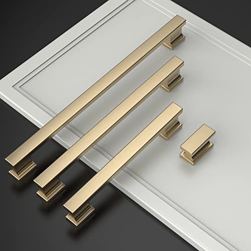 Amerdeco 10 Pack Gold Cabinet Knobs 1.46" - color: Brushed Brass, size: 1.46"/37MM