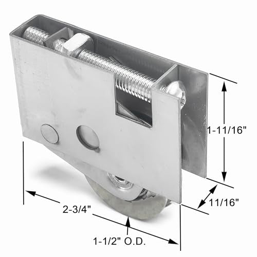 2 Pack Sliding Patio Door Roller Assembly Fits for Pella Wood Glass Doors P/N #0FAT0000 (Pre 1992), 1-1/2" Steel Ball Bearing, Edge Adjustable, Stainless Steel Housing with No Flange - color: Old Style No flange