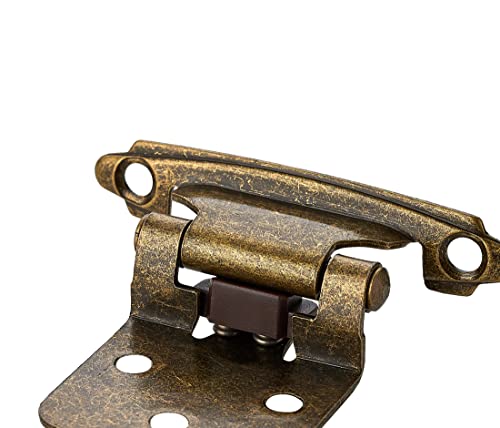 Ravinte Antique Bronze Cabinet Hinges, 1/2 Inch Overlay, 60 Pack (30 Pairs) - color: Antique Brass