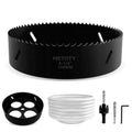 Bi-Metal Hole Saw 6-1/4 Inch with 4-Hole Hollow Center Design & Dust Bowl Catcher – 159mm Hole Cutter for Recessed LED Lights, Cuts Wood, Metal & Drywall, Ideal for Lighting Installation - size: 6-1/4" & BLK
