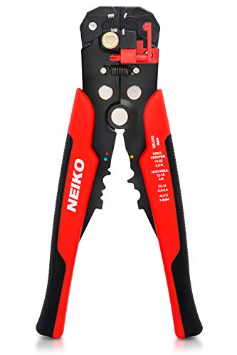 NEIKO 01924A 3-in-1 Automatic Wire Stripper, Cutter, and Crimping Tool, Auto Self-Adjusting Pliers that Cut up to 10 AWG - style: 3-in-1 Auto Wire Strippers, Red