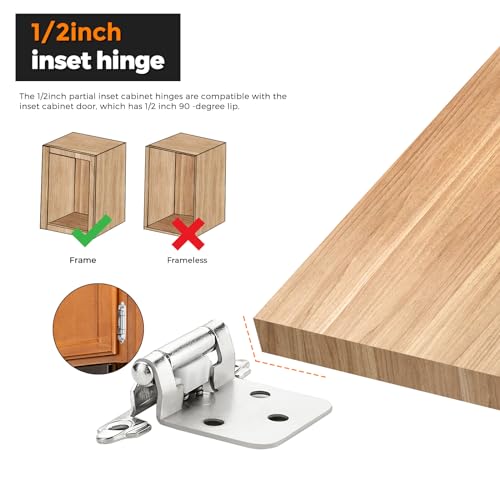 Ravinte Polished Chrome Cabinet Hinges 1/2 Inch Overlay, 60 Pack (30 Pairs) - color: Polished Chrome