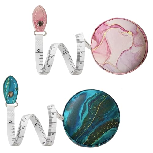 Tape Measure Body Measuring Tape，Medical Body Cloth Tailor Craft Dieting Measuring Tape, Dual Sided Retractable Ruler Colour Printed Soft Tape Measure Retractable - color: Pink Green 2 pack
