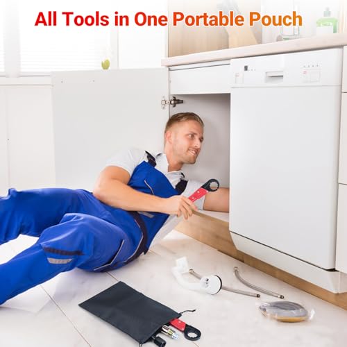 Preciva 9PCS Angle Stop Wrench Kit,2-in-1 Faucet Wrench with 5 Sandpapers &1 Storage Bag Plumbing Tool Set for Removing and Installing Angle Valves DIY & Experts