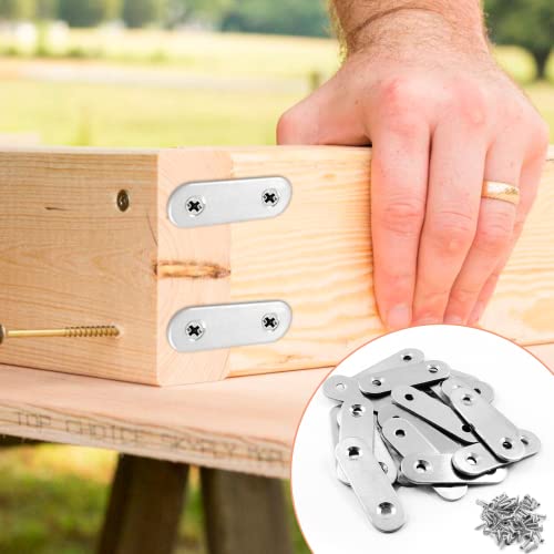 Jiozermi 24 Pcs Straight Brace, 1.6" x 0.6", Stainless Steel Silver - size: Silver, 1.6” x 0.6”, 24 Pcs