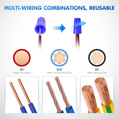 Nilight 400PCS Blue Wire Connectors Kit 20-18 AWG Electric Wire Caps - color: 400PCS 20-18# Wire Caps
