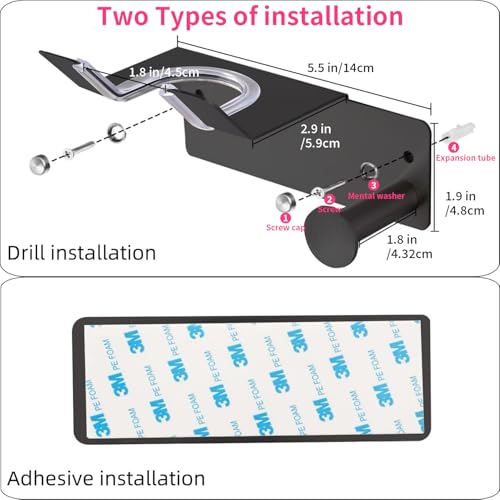 Hair Dryer Holder, Hair Dryer Holder Wall Mounted, Self Adhesive Blow Dryer Holder, Stainless Steel Hair Dryer Stand, Hairdryer Holder for Bathroom Black BANJEKT - color: Black 2