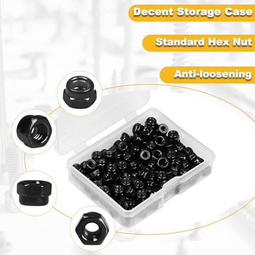 M6 Locknuts Nylon Inserted Hex Lock Nuts for Patio Furniture M6 Bolts - size: M6 (100PCS)
