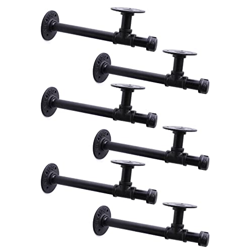 3/4" Industrial Pipe Shelf Brackets, Black Iron Wall Mounted DIY Shelving Brackets Hanging Custom Pipe Brackets for Floating Shelves (6, 12 Inch) - size: 12 Inch