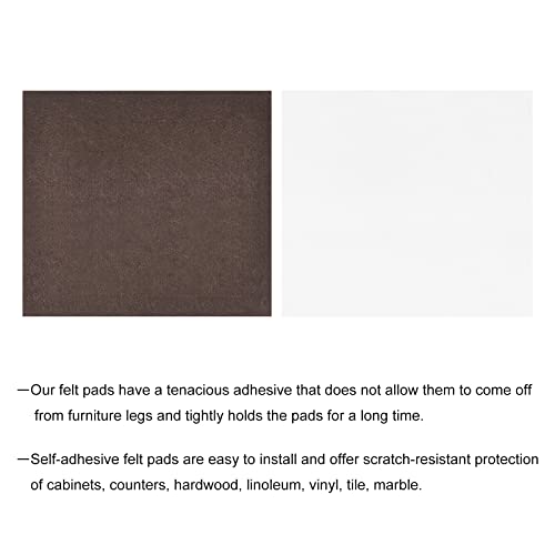 uxcell Felt Furniture Pads, 8-inch x 7-inch Self Adhesive Cuttable Anti Scratch Square Floor Protectors for Furniture Legs Hardwood Floor, Brown 8Pcs - size: 8-inch x 7-inch