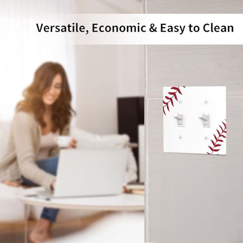 Baseball Double Toggle Light Switch Cover Plate | Fits standard 2-gang toggle and rocker switches, Durable polycarbonate thermoplastic with fade-resistant printed finish - color: Baseball, size: Double Toggle