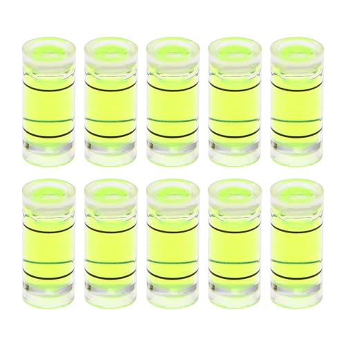 HARFINGTON 10pcs Small Cylindrical Bubble Level Vials 7x16mm PMMA Mini Horizontal Bubble Spirit Level Measuring Layout Tools for RV TV Picture Frame Hanging Tool Leveler - size: 7x16mm