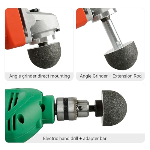 LOZLIN 4PCS Cylindrical Diamond Grinding Wheel Polishing Head Abrasive Sanding Wheel 50/100/200 Grit Angle Grinder Grinding Heads Matching Extensions (Round) - style: Round