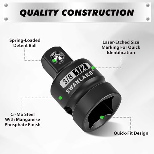 7-Piece Impact Swivel Socket Adapter Set, 1/4" 3/8" 1/2" Drive Universal Joint Socket Set CR-MO Steel, Wobble Joint Sockets Reducer with Magnetic Aluminum Sockets Rail - style: 7-Piece Socket Adapter