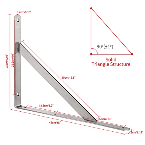 YUMORE 18 Inch Shelf Bracket, Heavy Duty L Bracket, 2 Pack - size: 18"(Soild)