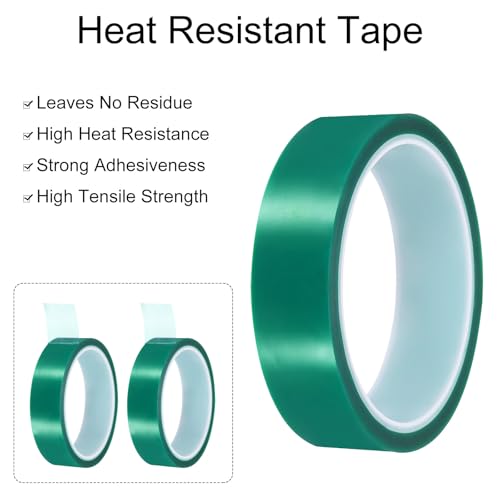 uxcell Green Heat Tape, 1 Roll 25mmx33m 108ft High Temperature Heat Resistant Tape for Sublimation,Heat Vinyl Press,Heat Transfer, Circuit Board, No Residue - color: Green, size: 25mmx33m