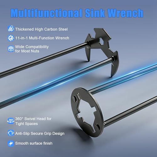 2 Pcs Multifunctional Sink Wrench Set, 11-in-1 Basin Faucet Tool