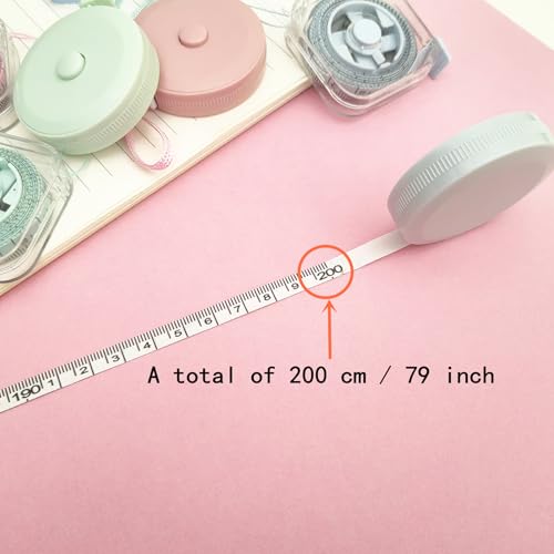6 Pcs Soft Retractable Tape Measure 200 CM/79 in Measuring Tape Dual Sided for Body Fabric Sewing Tailor Cloth Measurements Measuring Tape Weight Loss