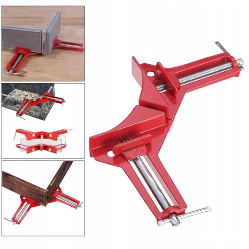 FUNSUEI 6 PCS 90 Degree Corner Clamp Set, Right Angle Clamps, Steel Corner Clamps for Woodworking Right Angle Clip Fixer for Glass Holder, Picture Frame, Hand Tools, Red