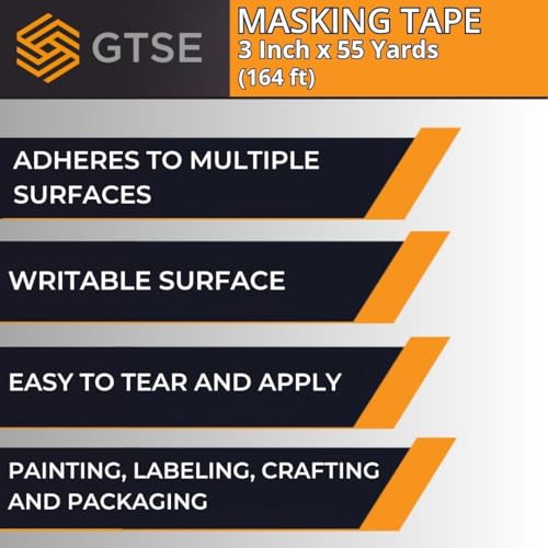 GTSE - Masking Tape 3 inch x 55 Yards (164 ft) 1 Roll - size: 3" x 55 yds
