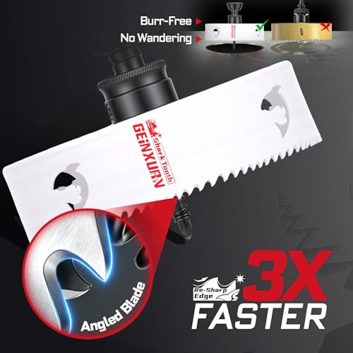 Geinxurn 6 Inch(152mm) Hole Saw, 1PC HSS Bi-Metal Hole Saw Kit with Shark Tooth Hole Cutter for Wood,Drywall, PVC Boards and Thin Metal - color: 1 PCS 6"