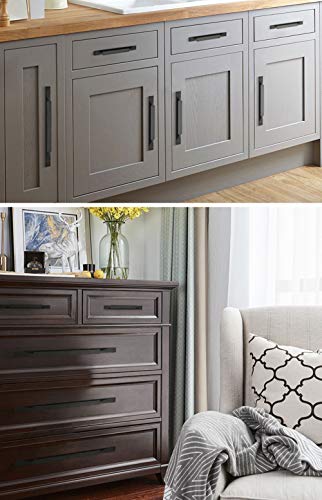 Kitchen Cabinet Pulls - Black Cabinet Handles - 5 Pack Long Cabinet Hardware for Drawers Dresser Furniture Pulls (3.78 inches Hole Center - 6.3 inches Length) - size: 3.78 inches Hole Center - 6.3 inches Length