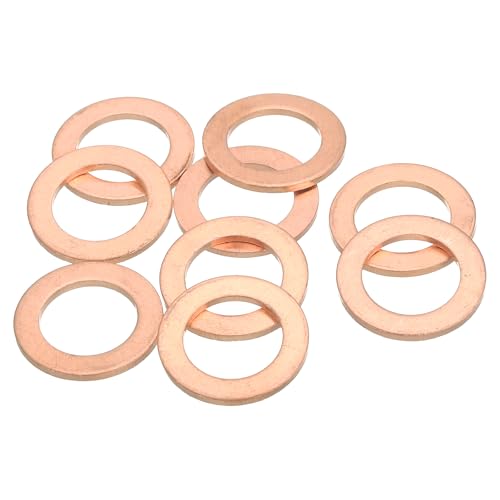 MECCANIXITY 9Pcs Flat Washer, M14 Copper Washers Copper Sealing Ring Crush Washer Kit Assortment, 14mm ID, 22mm OD, 1.5mm Thick for Bolts Screws Machinery Repair - size: 14mmx22mmx1.5mm