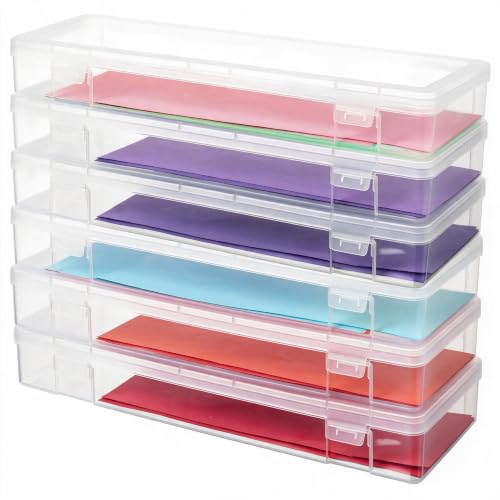 novelinks Small Plastic Containers with Lids and Plastic Pencil Boxes - color: 6 Pack Large -Clear
