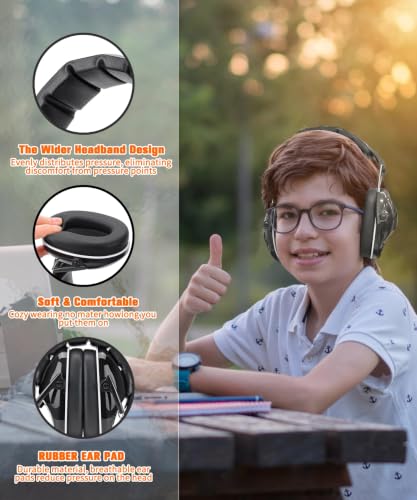 ZOHAN 032 Kids Noise Canceling Headphones - 25dB NRR Kids Ear Protection Earmuffs for School, Monster Jam, Fireworks, Travel, Air Show, Concert, Autism - Black - color: 1pack - Black