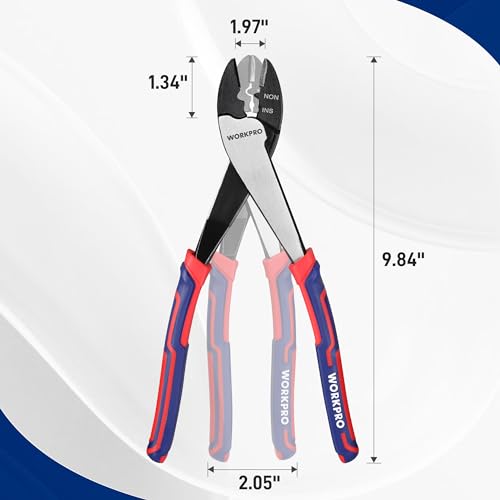 WORKPRO 9.5" Wire Cutter/Crimper, Cr-V Steel Wire Crimping/Cutting Tool - size: 9.5 inches