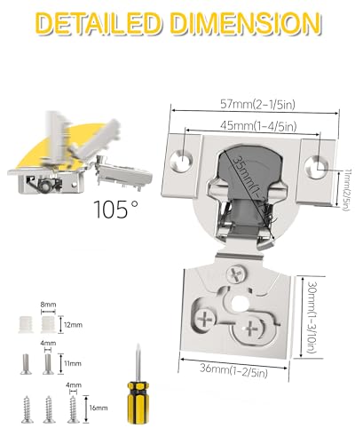 Onemake 80 Pack 1/2" Overlay Face Frame Soft Close Cabinet Hinges, 105° Concealed Hinge, Smooth Slow Self Closing, 3D Adjustable, Hidden Hardware Replacement for Kitchen, Wardrobe, Cupboard Door - size: 1/2"