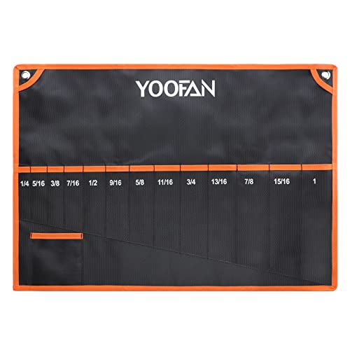 Wrench Roll Up Pouch – Wrench Organizer, Wrench Bag with Handle, Wrench Holder for Hanging - size: 13 Pockets SAE
