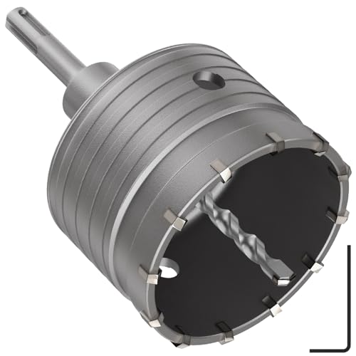 DAIMIT Concrete Hole Saw 105mm / 4.13" with 220mm SDS Plus Shank Connecting Rod, Hole Saw Tool Set for Concrete Cement Brick Stone Wall Drilling - size: 105MM