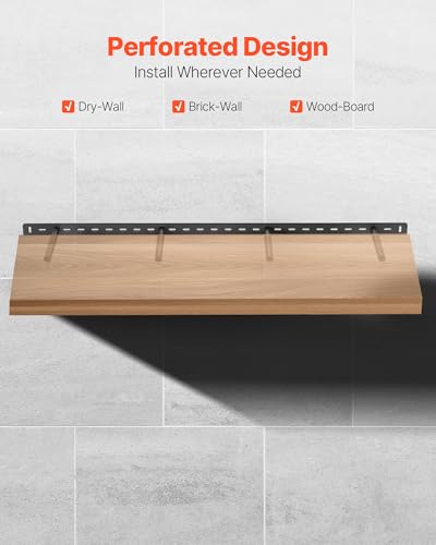VEVOR Floating Shelf Bracket 1 Pack, 230 lbs/104 kg Weight Capacity, 43x6.2x1.5 inch / 1092.2x157.4x38.1 mm, Heavy Duty Hidden Shelf Brackets Support, Wall Mounting Invisible Floating Shelves Bracket