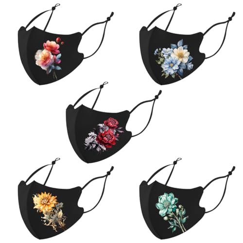 Reusable Cloth Washable Ice Silk Cloth Face Masks,Adjustable Fancy Flower Pattern Cloth Mask for Adult - color: N3