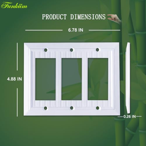 Pure White Classic Beadboard Wall Plates,Light Switch Covers,Electrical Outlet Covers, Switch Plates of Various Combination, Nature Bamboo Fiber Wall plate (3 Gang Decorator 1 Pack) - style: 3 Gang Decorator 1 Pack